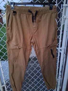 South Pole Flex Men's XL  Tan Cargo Jogger Pants with Black Drawstring